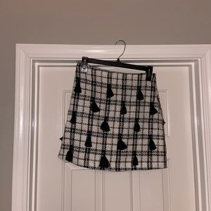 Black and white wool skirt with Pom poms!